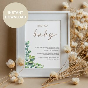 Don&#39;t Say Baby Game Sign - Fun and Interactive Baby Shower Activity