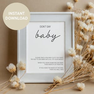 Don&#39;t Say Baby Game Sign - Fun and Interactive Baby Shower Activity