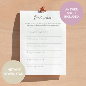 Dad Jokes Game - Hilarious and Entertaining Baby Shower Activity