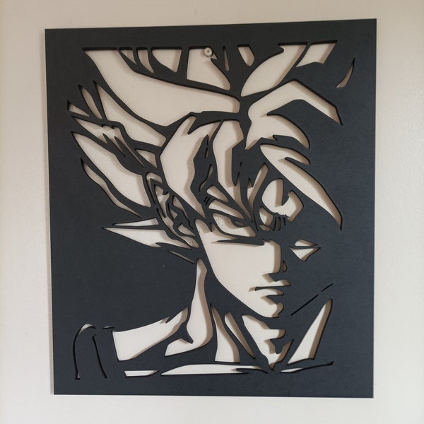 Tableau dragon ball , décoration mural en bois , découpe laser goku