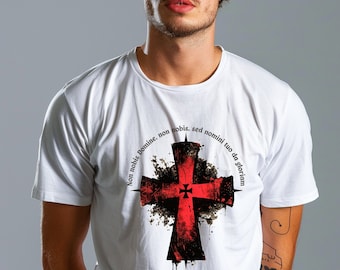 Knights Templar Cross, Knights T-Shirt, Templar Motto, Cross T-Shirt, Crusade, Birthday Present, Medieval, Faith, Honor, Templar Seal.