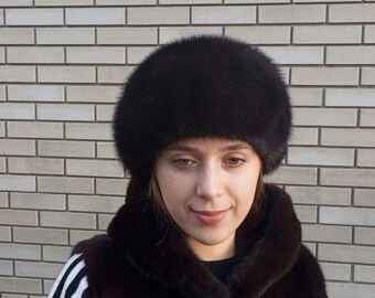 Vintage Black Mink Fur Ladies Winter Hat. #2 - Etsy display picture 1