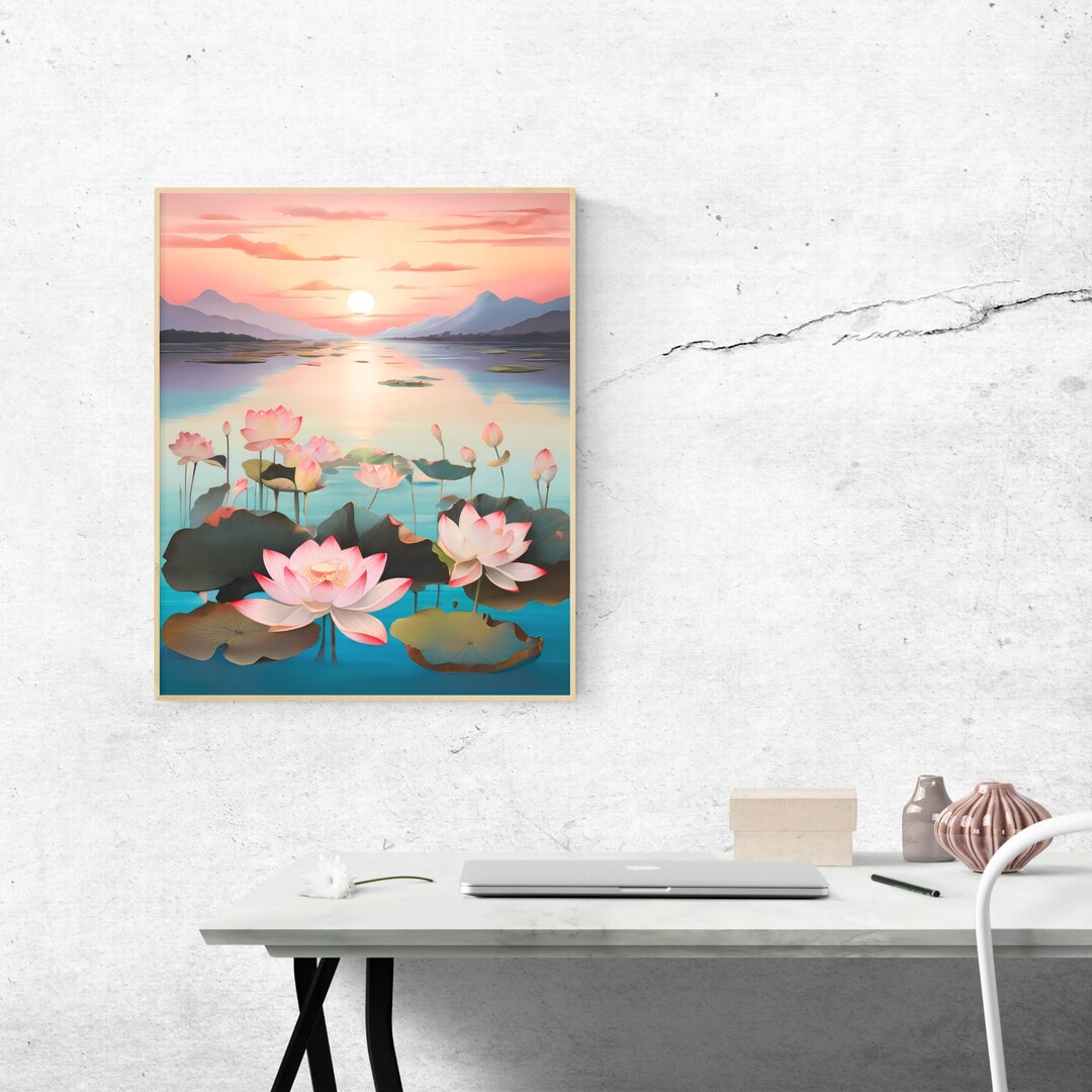 Lotus Flower Art Digital Download Japanese Lotus Art Lotus Wall Art ...