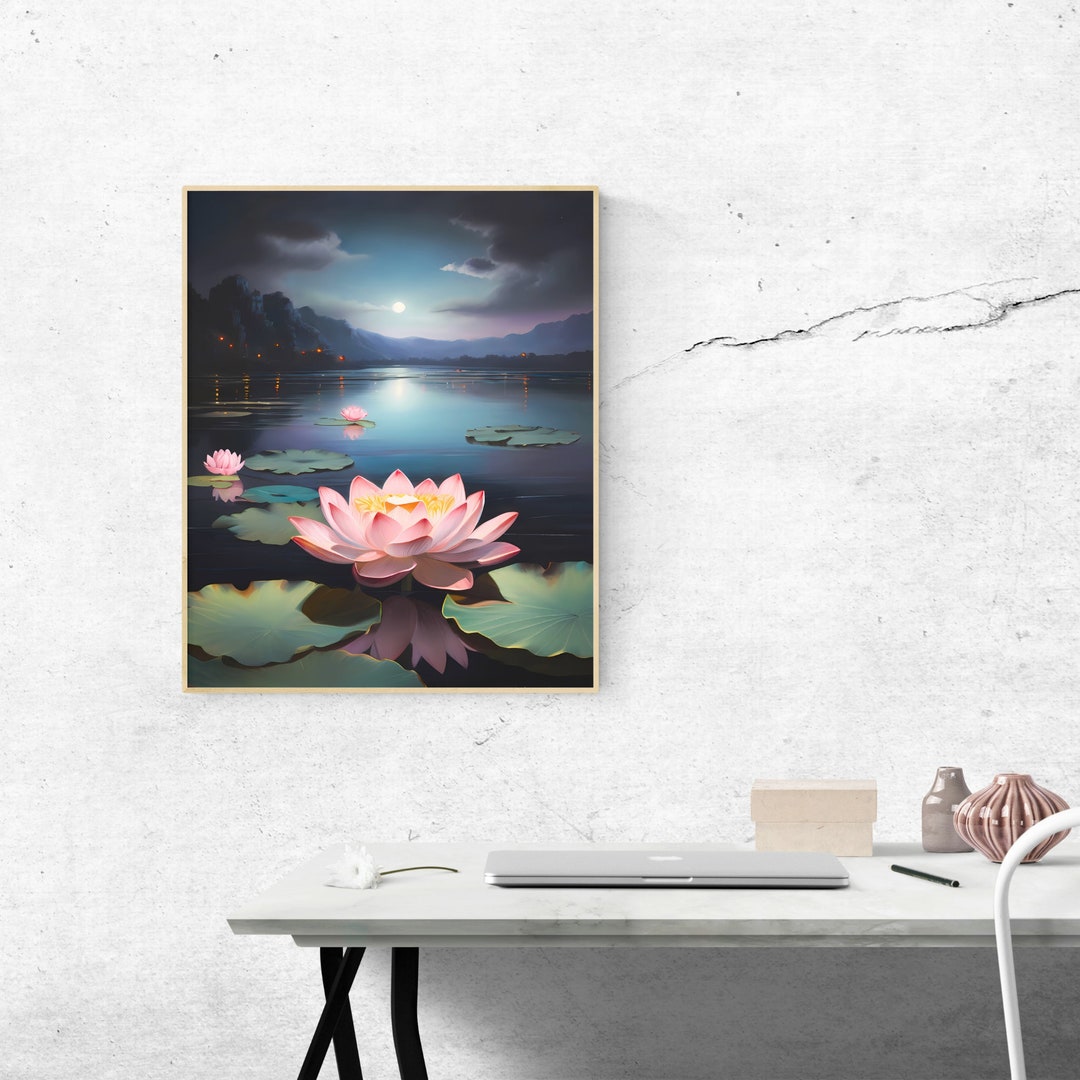 Lotus Flower Art Digital Download Japanese Lotus Art Lotus Wall Art ...