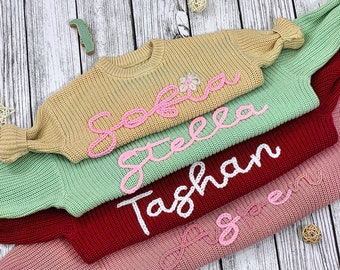 Personalized baby sweater with name, Custom hand embroidered baby sweater, Personalized gift, Sweater for girls, Baby shower
