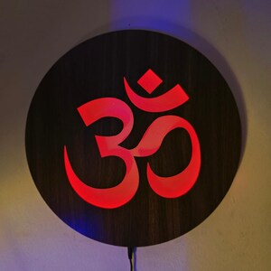 Om Buddha Wooden Wall Sign Hindu Wall Art Yoga Studio Decor Meditation Art Om Wood Decor Spiritual Accessory Buddha Decor Gift Handmade image 3