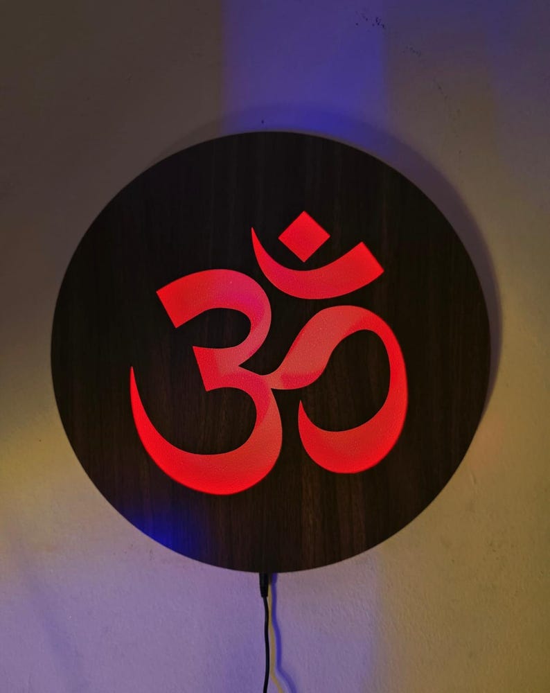 Om Buddha Wooden Wall Sign Hindu Wall Art Yoga Studio Decor Meditation Art Om Wood Decor Spiritual Accessory Buddha Decor Gift Handmade image 3