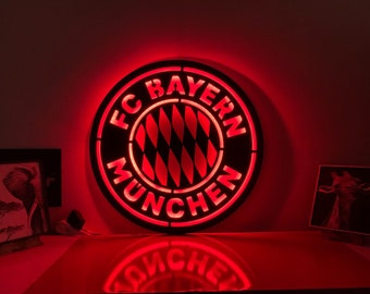 FC Bayern Munchen Led Sign Illuminated Bayern Munich Wall Art Lighted Bayern München Wall Decor Lighted Home Wall Decor Team Emblem Decor