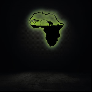 Afrikanischer Elefant Safari Szene Wild Led Schild Beleuchtete Karten Wandkunst Beleuchtete Dekor Beleuchtete Hauswand-dekor Wand-dekor Afrikanische Karten Dekor