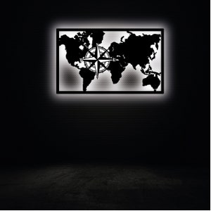 Weltkarte Led Schild Beleuchtete Karten Wandkunst Beleuchtete Weltkarte Quadrat Dekor Beleuchtete Hauswand Dekor Karte Wanddekor Weltkarten Emblem Dekor