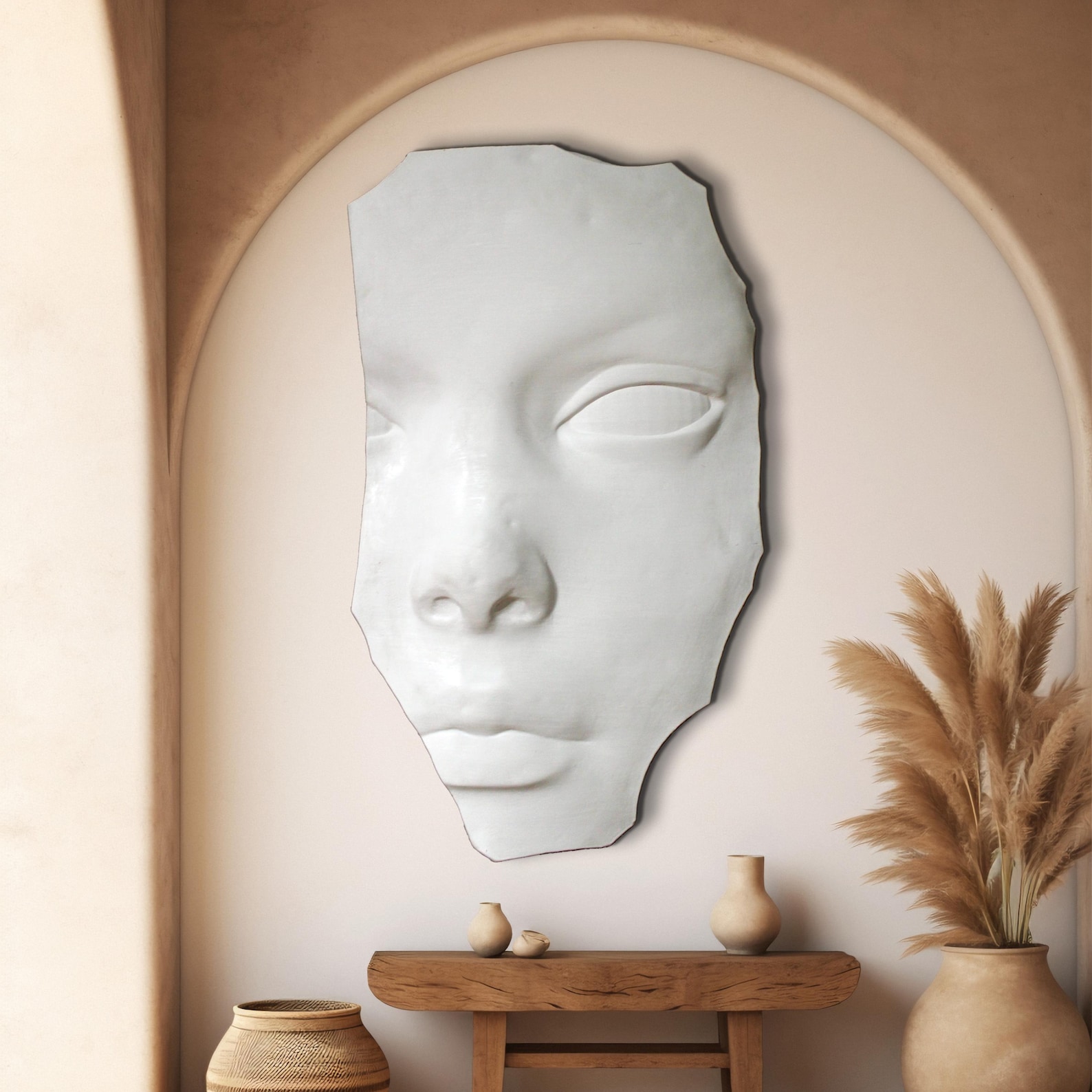 3D Stone Sculpture Abstract Face Object Mask Modern Concrete Stone View ...