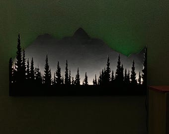 Forest Mountain Wall Art Light Up Mountain Wall Decor With Light Mountain Lights Mountain Night Light LED Mountain Mountain Neon Sign Decor