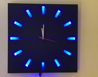 Roundy LED Wall Clock Silent Wooden Wall Clock Elegant Decor Retro Decor RGB and Bluetooth Remote Lighting Wall Circular Clock Designer