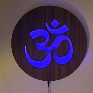 Om Buddha Wooden Wall Sign Hindu Wall Art Yoga Studio Decor Meditation Art Om Wood Decor Spiritual Accessory Buddha Decor Gift Handmade image 2