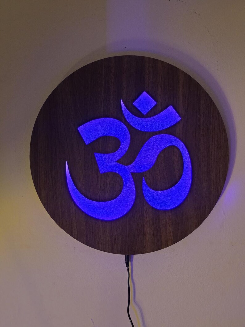 Om Buddha Wooden Wall Sign Hindu Wall Art Yoga Studio Decor Meditation Art Om Wood Decor Spiritual Accessory Buddha Decor Gift Handmade image 2