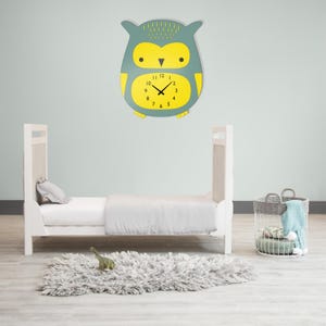 Owl Wall Clock Silent Wooden Wall Clock Elegant Decor Retro Decor Wall Circular Clock Designer Owl Themed Owl themed children&#39;s room clock