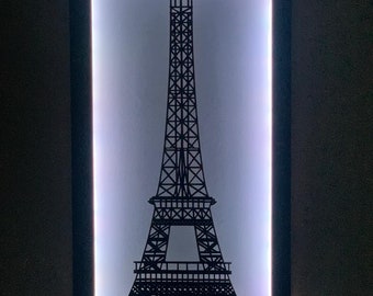 Paris Eiffel Tower Led Sign Illuminated Eiffel Tower Wall Art Lighted Wall Decor Lighted Home Wall Decor Handmade Gift Special for Her