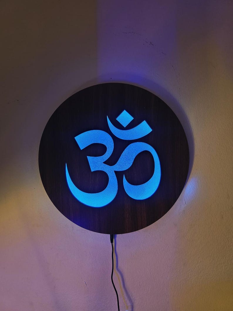 Om Buddha Wooden Wall Sign Hindu Wall Art Yoga Studio Decor Meditation Art Om Wood Decor Spiritual Accessory Buddha Decor Gift Handmade image 1