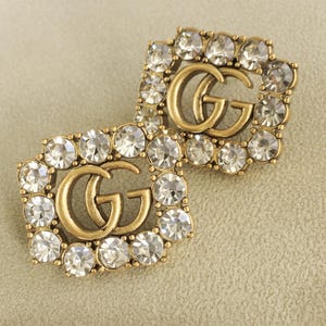 Vintage Gucci zircons  Brass stud  Earrings