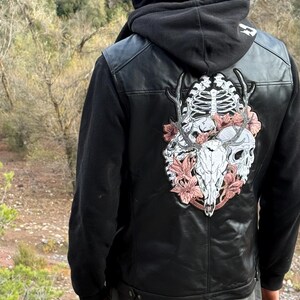 Embroidered Skull Patch: Gothic Ribs Cage Skulls Iron-On Large Back Patch