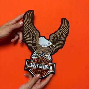 Embroidered Eagle Motorcycle Back Patch: Iron-On Jacket Applique