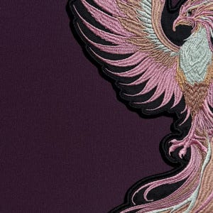 Embroidered Phoenix Patch: Pink Bird Art Iron-On Large Back Patch