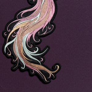 Embroidered Phoenix Patch: Pink Bird Art Iron-On Large Back Patch