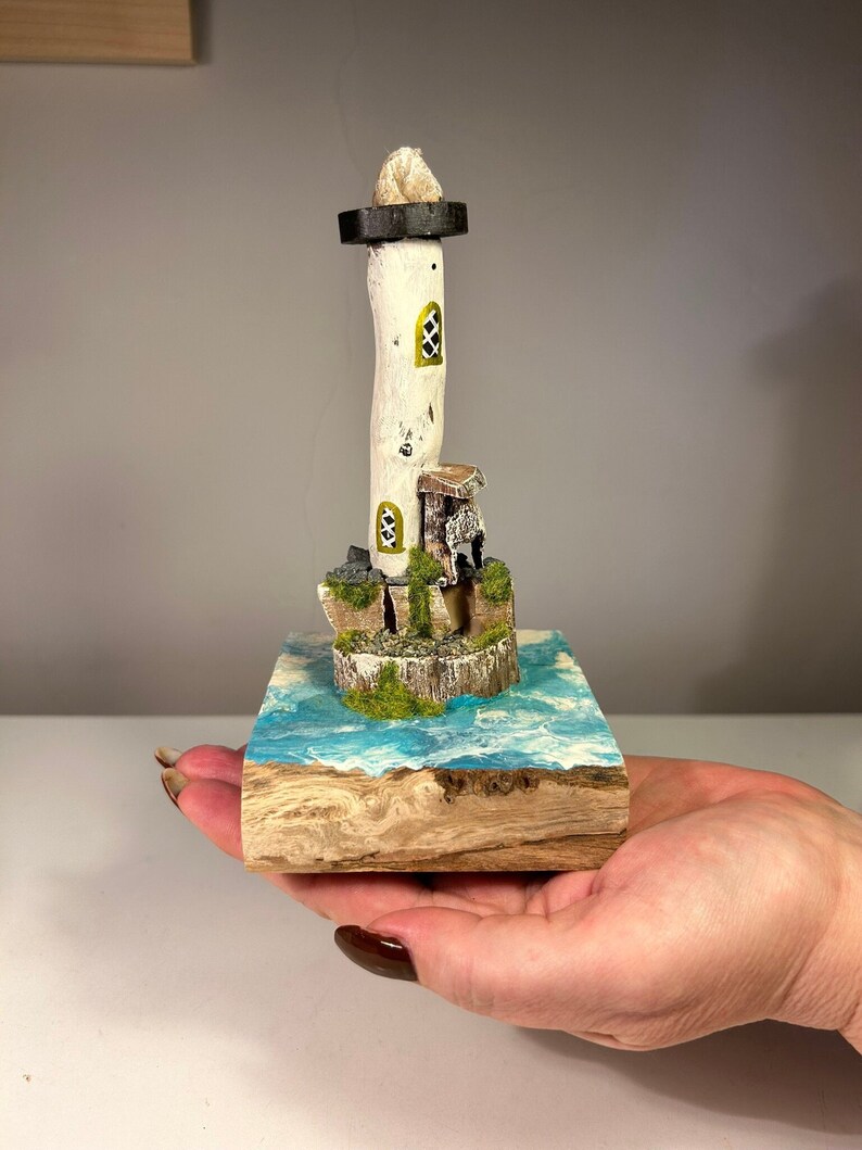 Handmade Driftwood Lighthouse image 1
