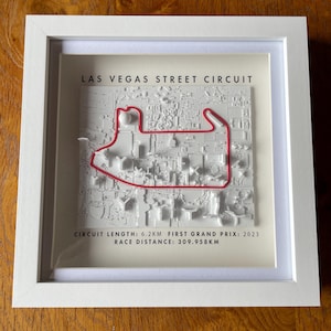 Las Vegas F1 Track Wall Art | 3D Formula 1 Strip Circuit | Framed Motorsport Gift