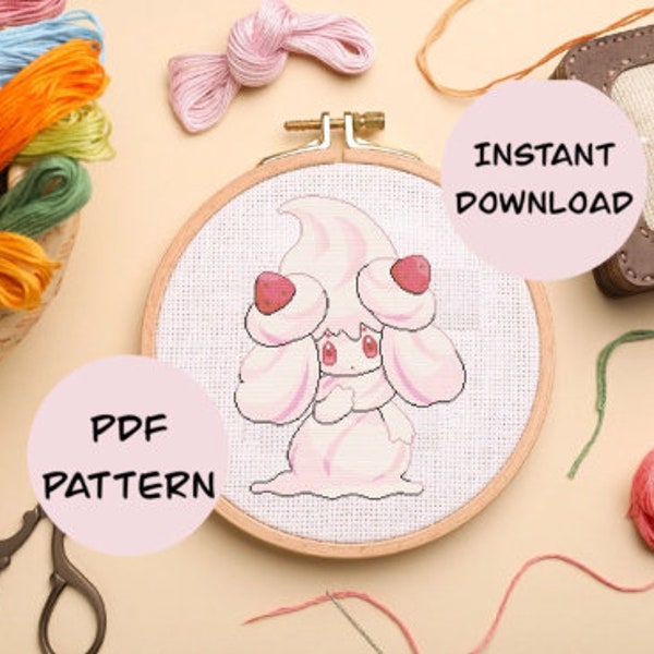 Pokemon Alcremie Cross Stitch Pattern Instant Download