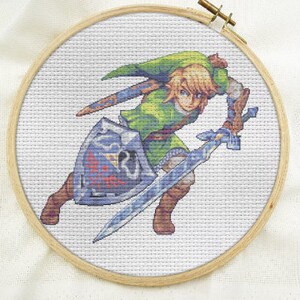 Detailed Zelda Link Cross Stitch Pattern PDF Instant Download image 1