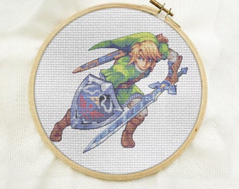 Detailed Zelda Link Cross Stitch Pattern PDF Instant Download