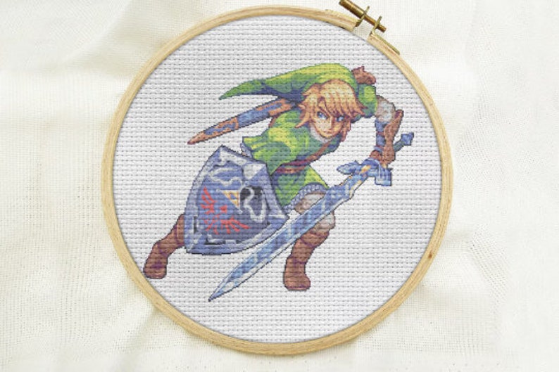 Detailed Zelda Link Cross Stitch Pattern PDF Instant Download image 1