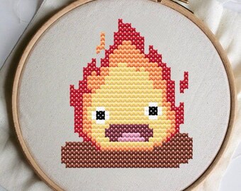 Howls Moving Castle Calcifer Easy Cross Stitch Pattern Instant Download