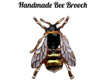 Handmade Honey Bee Brooch Pin - Vintage-Style Enamel Bumblebee Insect Jewelry from UK