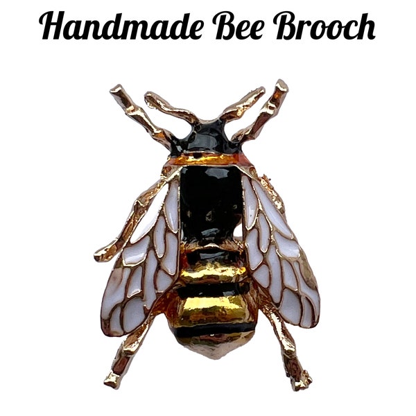 Handmade Honey Bee Brooch Pin - Vintage-Style Enamel Bumblebee Insect Jewelry from UK