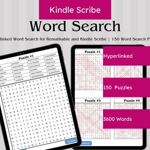 Ricerca di parole su Kindle Scribe / 150 puzzle interattivi di ricerca di parole / Giochi di consapevolezza per alleviare lo stress / Soluzioni incluse / PDF con collegamento ipertestuale