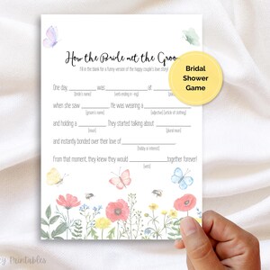 Bridal Shower Game – Fill-in-the-Blank Printable, Wedding Shower Activity, Instant Download, Fun Wedding Game Butterfly Bridal Shower Theme
