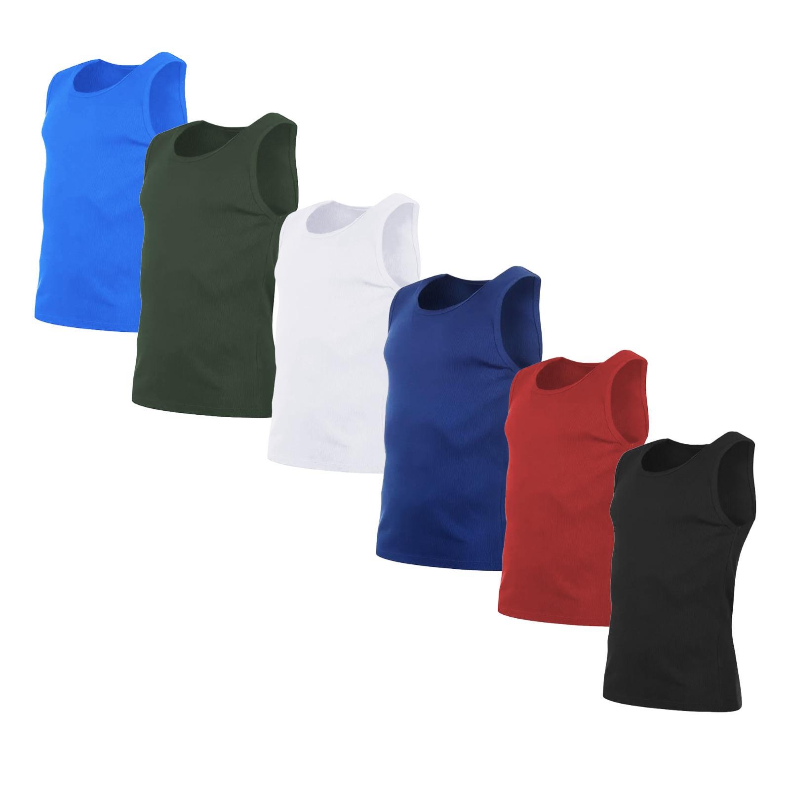 New Mens Vest Multi Pack Lot Basic Regular Fitted Cotton Tank Top Tank Top Summer Training Athletic Soft Assorted Pack of 3 - UK