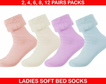 Fluffy Bed Socks: Ladies Cozy Thermal Socks, UK 4-7
