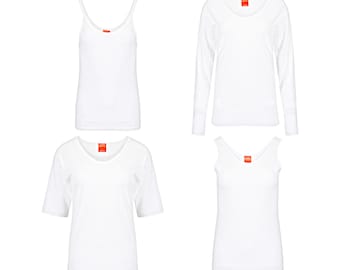 1,2 Pack Ladies Thermal Underwear Short and Long Sleeve Vest, Womens Thermal T-Shirt/Top