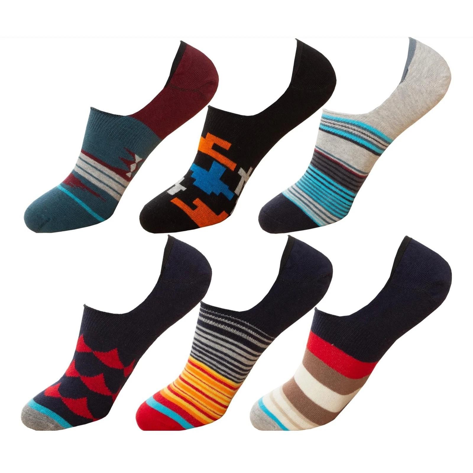 Coloursforyou Men's Low Cut Ankle Socks - Cotton Blend, Stripe, Breathable, Size 6-11