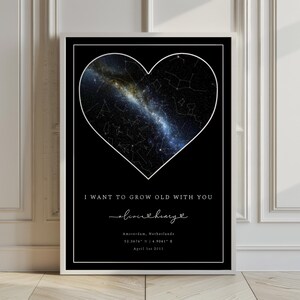 Carte des étoiles personnalisée – Affiche personnalisée du ciel nocturne | Cadeau unique pour les mariages, anniversaires, anniversaires | Téléchargement numérique et impression physique