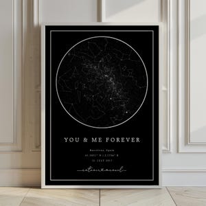 Carte des étoiles personnalisée – Affiche personnalisée du ciel nocturne | Cadeau unique pour les mariages, anniversaires, anniversaires | Téléchargement numérique et impression physique