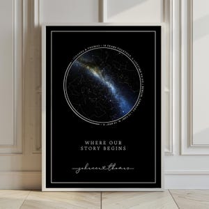 Carte des étoiles personnalisée – Affiche personnalisée du ciel nocturne | Cadeau unique pour les mariages, anniversaires, anniversaires | Téléchargement numérique et impression physique