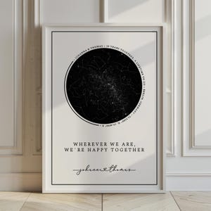 Carte des étoiles personnalisée – Affiche personnalisée du ciel nocturne | Cadeau unique pour les mariages, anniversaires, anniversaires | Téléchargement numérique et impression physique