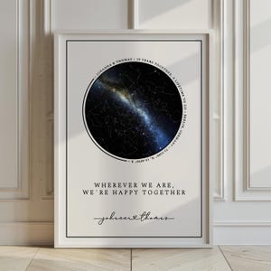 Carte des étoiles personnalisée – Affiche personnalisée du ciel nocturne | Cadeau unique pour les mariages, anniversaires, anniversaires | Téléchargement numérique et impression physique