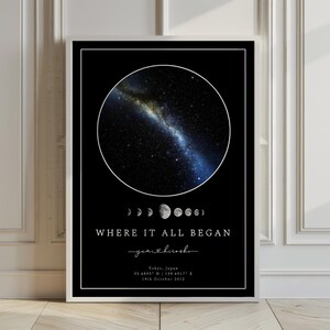 Carte des étoiles personnalisée – Affiche personnalisée du ciel nocturne | Cadeau unique pour les mariages, anniversaires, anniversaires | Téléchargement numérique et impression physique