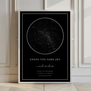 Carte des étoiles personnalisée – Affiche personnalisée du ciel nocturne | Cadeau unique pour mariages, anniversaires, anniversaires | Téléchargement numérique