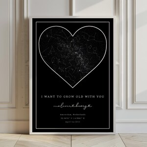 Carte des étoiles personnalisée – Affiche personnalisée du ciel nocturne | Cadeau unique pour les mariages, anniversaires, anniversaires | Téléchargement numérique et impression physique